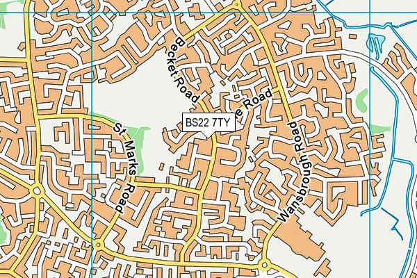 BS22 7TY map - OS VectorMap District (Ordnance Survey)