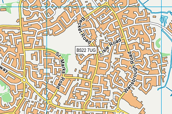 BS22 7UG map - OS VectorMap District (Ordnance Survey)