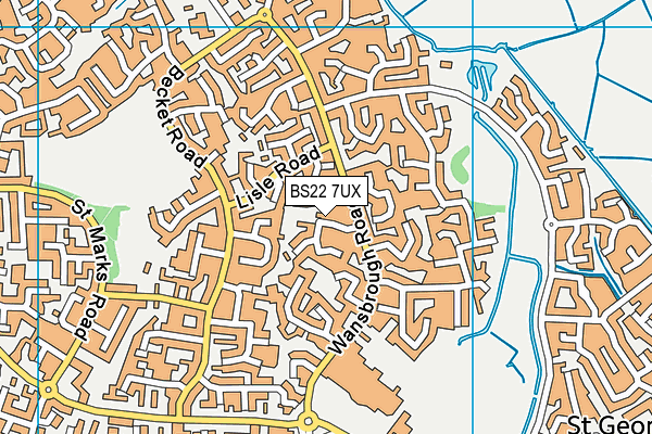 BS22 7UX map - OS VectorMap District (Ordnance Survey)