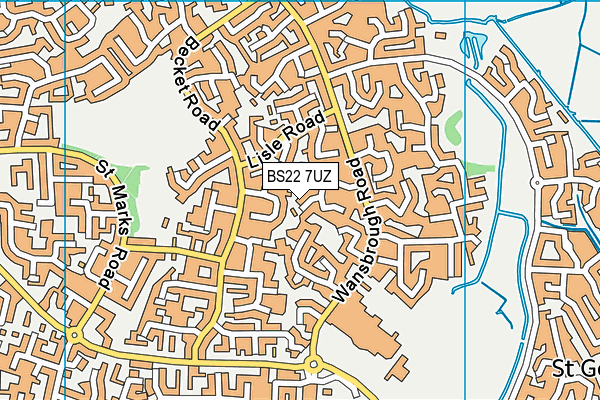 BS22 7UZ map - OS VectorMap District (Ordnance Survey)