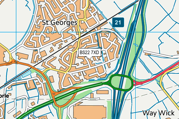 BS22 7XD map - OS VectorMap District (Ordnance Survey)