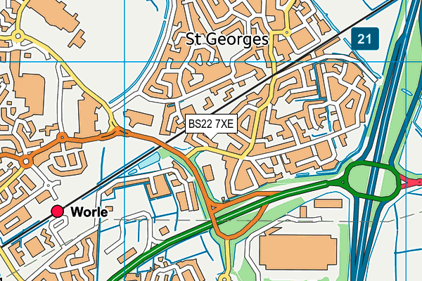 BS22 7XE map - OS VectorMap District (Ordnance Survey)