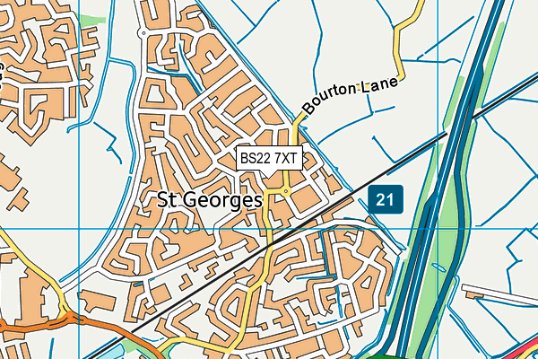 BS22 7XT map - OS VectorMap District (Ordnance Survey)