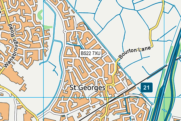 BS22 7XU map - OS VectorMap District (Ordnance Survey)