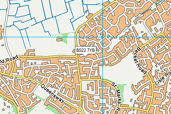 BS22 7YB map - OS VectorMap District (Ordnance Survey)