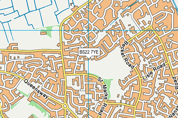 BS22 7YE map - OS VectorMap District (Ordnance Survey)