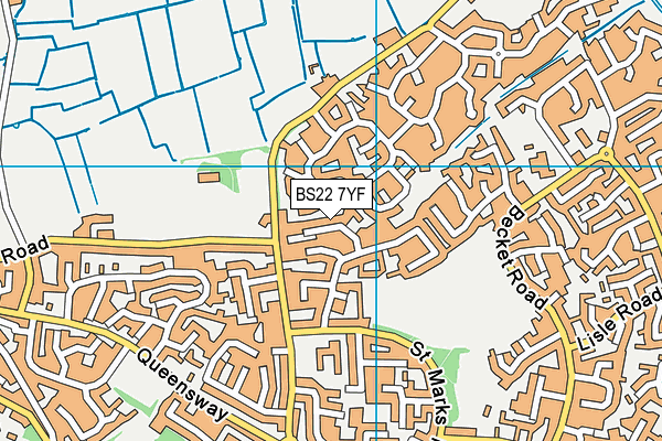 BS22 7YF map - OS VectorMap District (Ordnance Survey)