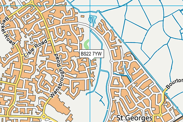 BS22 7YW map - OS VectorMap District (Ordnance Survey)