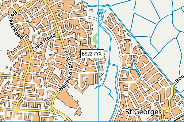 BS22 7YX map - OS VectorMap District (Ordnance Survey)