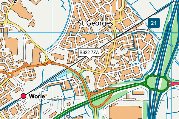 BS22 7ZA map - OS VectorMap District (Ordnance Survey)
