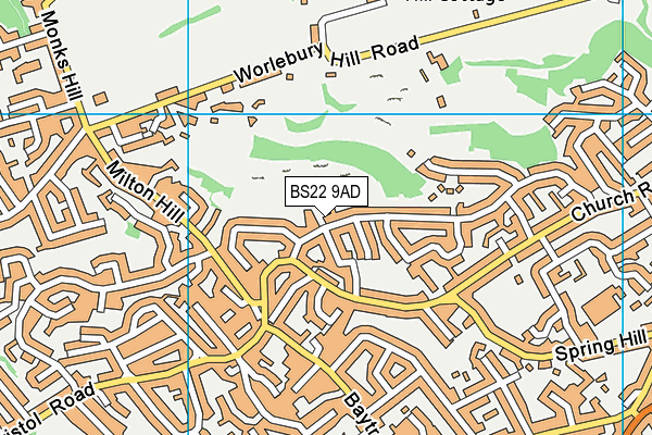 BS22 9AD map - OS VectorMap District (Ordnance Survey)