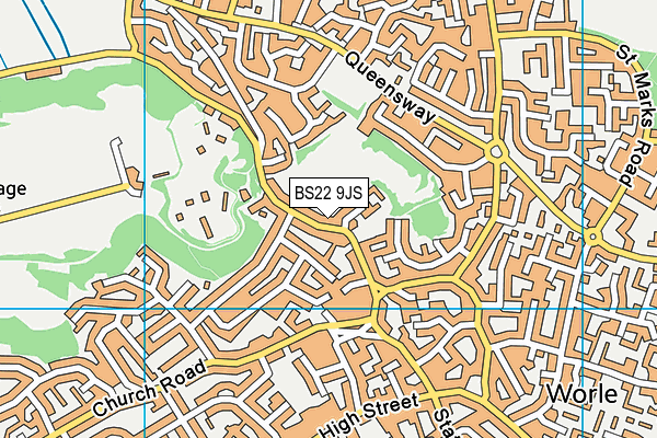 BS22 9JS map - OS VectorMap District (Ordnance Survey)