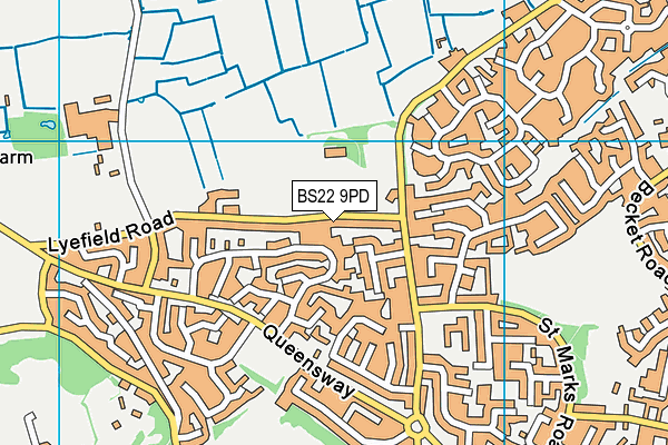 BS22 9PD map - OS VectorMap District (Ordnance Survey)