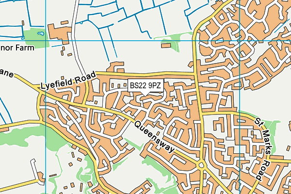 BS22 9PZ map - OS VectorMap District (Ordnance Survey)