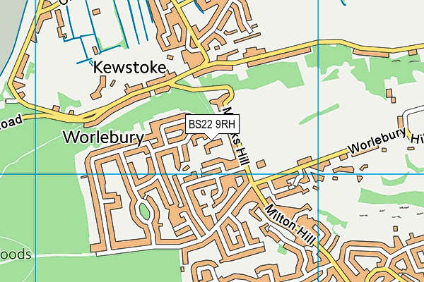 Worlebury St Pauls Church School map (BS22 9RH) - OS VectorMap District (Ordnance Survey)
