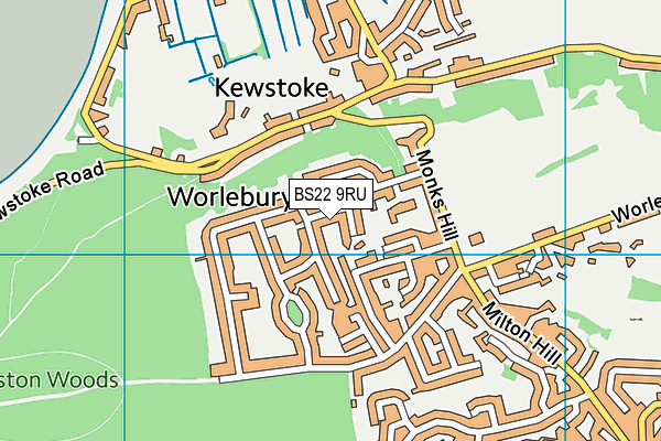 BS22 9RU map - OS VectorMap District (Ordnance Survey)