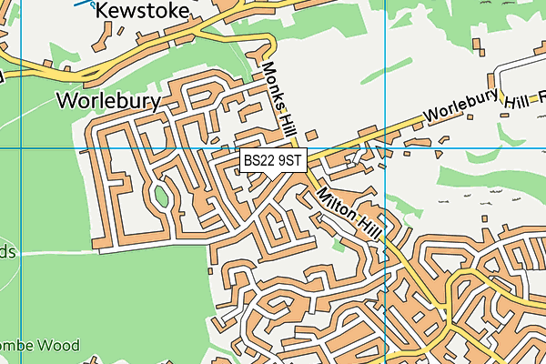 BS22 9ST map - OS VectorMap District (Ordnance Survey)