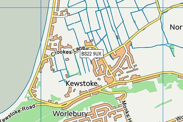 BS22 9UX map - OS VectorMap District (Ordnance Survey)