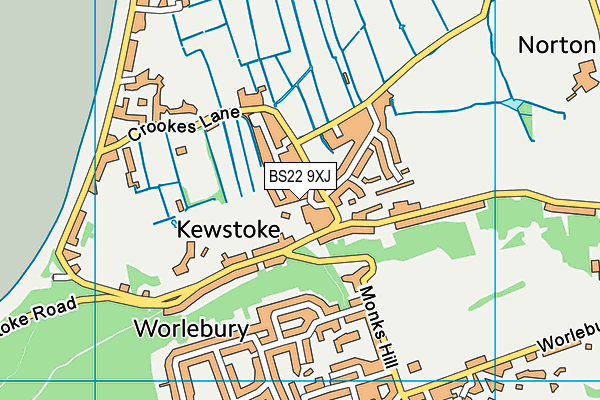 BS22 9XJ map - OS VectorMap District (Ordnance Survey)