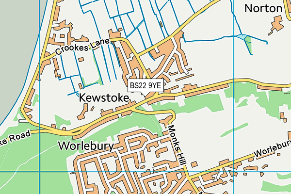 BS22 9YE map - OS VectorMap District (Ordnance Survey)