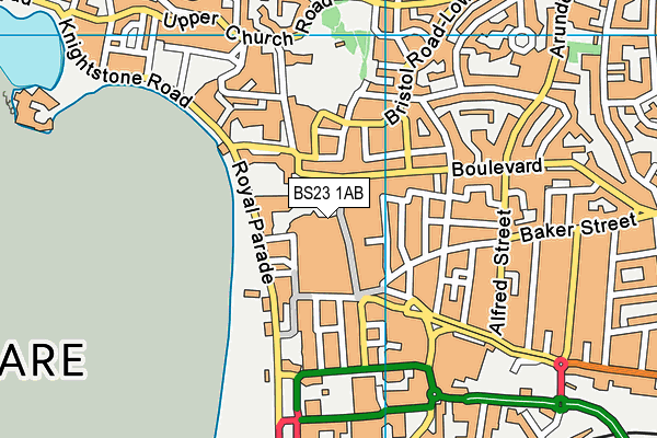 BS23 1AB map - OS VectorMap District (Ordnance Survey)