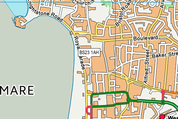 BS23 1AH map - OS VectorMap District (Ordnance Survey)