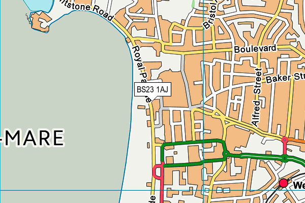 BS23 1AJ map - OS VectorMap District (Ordnance Survey)