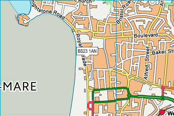 BS23 1AN map - OS VectorMap District (Ordnance Survey)