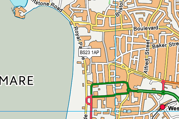 BS23 1AP map - OS VectorMap District (Ordnance Survey)