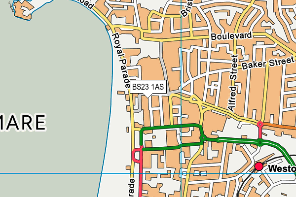 BS23 1AS map - OS VectorMap District (Ordnance Survey)