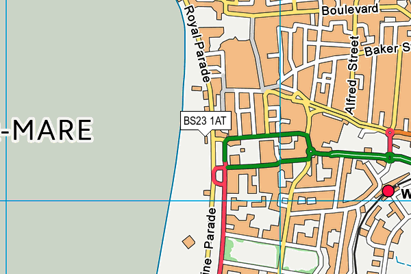 BS23 1AT map - OS VectorMap District (Ordnance Survey)