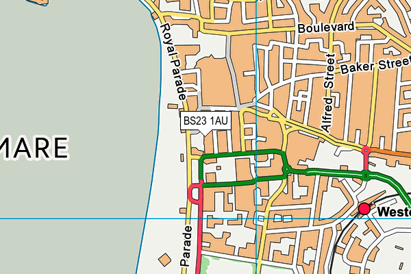 BS23 1AU map - OS VectorMap District (Ordnance Survey)