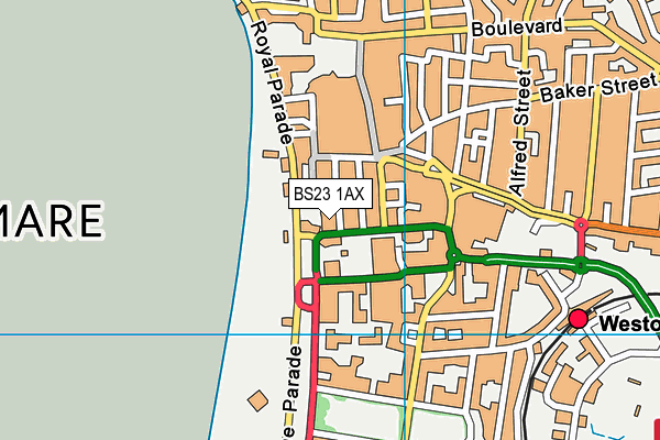 BS23 1AX map - OS VectorMap District (Ordnance Survey)