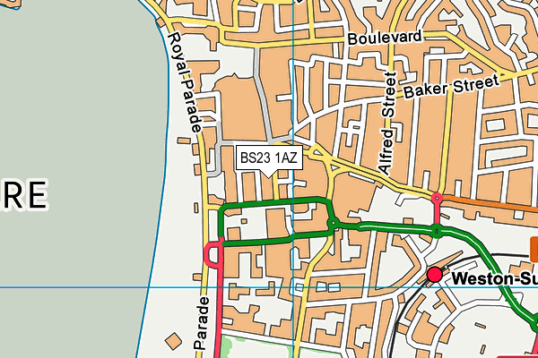 BS23 1AZ map - OS VectorMap District (Ordnance Survey)