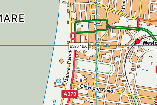 BS23 1BA map - OS VectorMap District (Ordnance Survey)