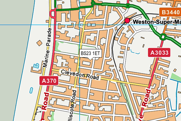 BS23 1ET map - OS VectorMap District (Ordnance Survey)