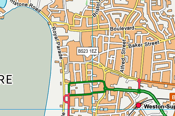 BS23 1EZ map - OS VectorMap District (Ordnance Survey)