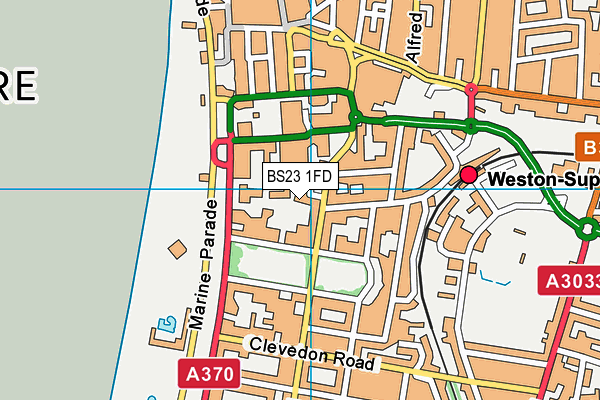 BS23 1FD map - OS VectorMap District (Ordnance Survey)