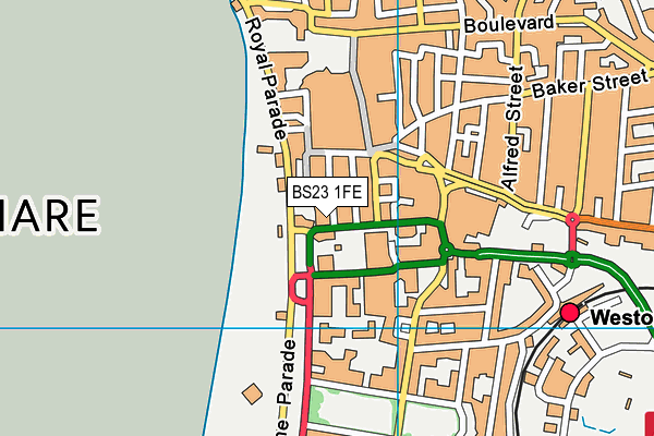 BS23 1FE map - OS VectorMap District (Ordnance Survey)