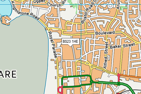 BS23 1HE map - OS VectorMap District (Ordnance Survey)