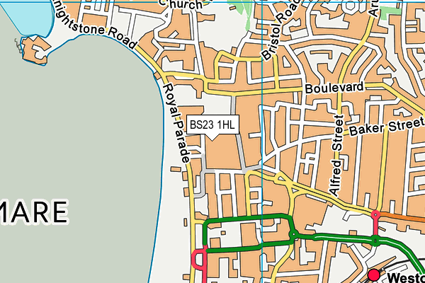 BS23 1HL map - OS VectorMap District (Ordnance Survey)