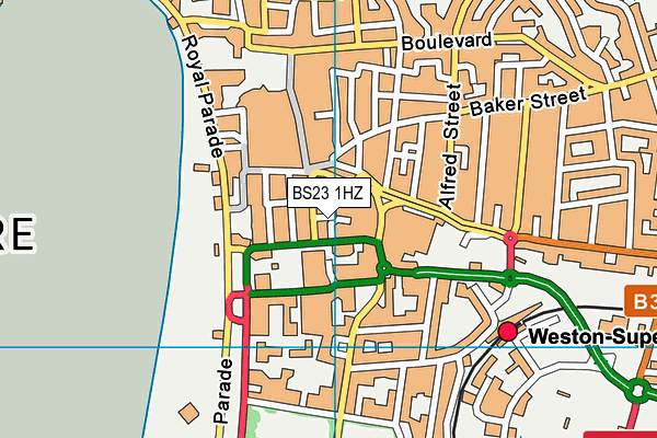 BS23 1HZ map - OS VectorMap District (Ordnance Survey)