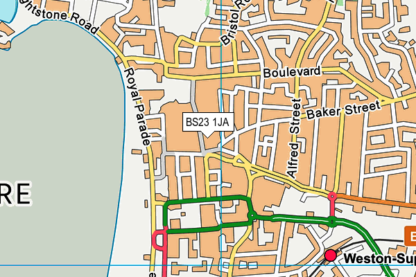 BS23 1JA map - OS VectorMap District (Ordnance Survey)