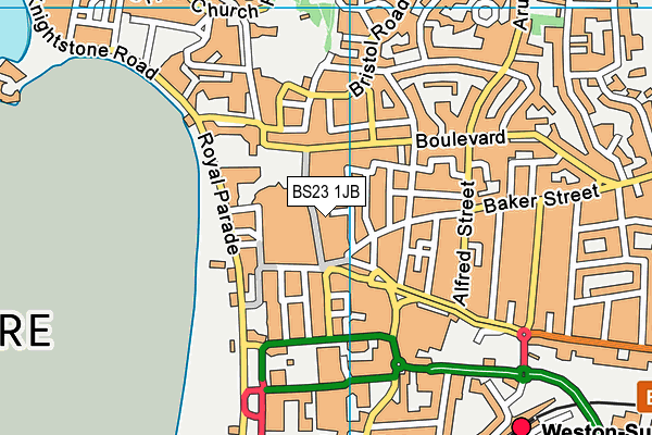 BS23 1JB map - OS VectorMap District (Ordnance Survey)