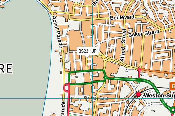 BS23 1JF map - OS VectorMap District (Ordnance Survey)