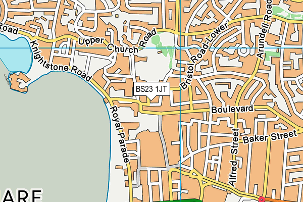 BS23 1JT map - OS VectorMap District (Ordnance Survey)