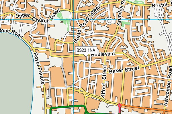 BS23 1NA map - OS VectorMap District (Ordnance Survey)