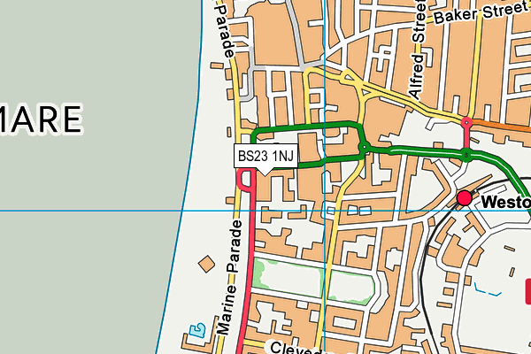 BS23 1NJ map - OS VectorMap District (Ordnance Survey)