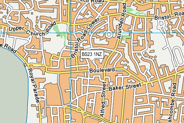 BS23 1NZ map - OS VectorMap District (Ordnance Survey)
