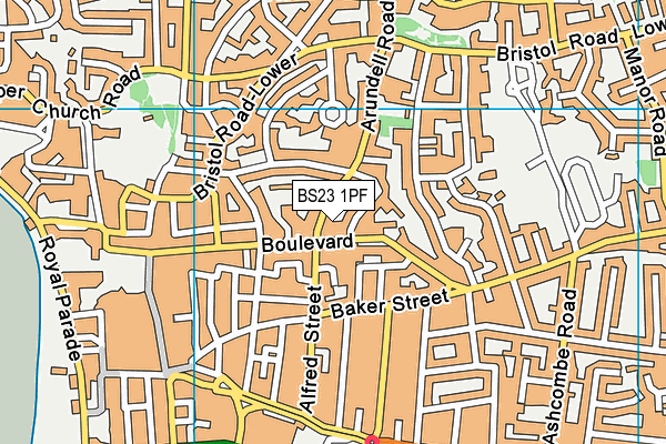 BS23 1PF map - OS VectorMap District (Ordnance Survey)